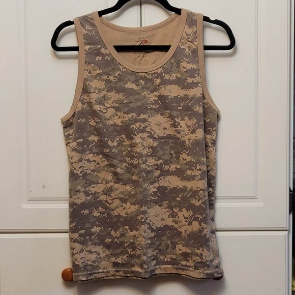 🌟2 for $20!🌟  Rothco Beige and Olive Pixelated Camo Tank Top - Picture 2 of 7